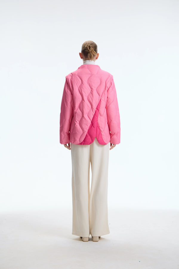 The Tulip Modular Asymmetric Down Jacket, Pink