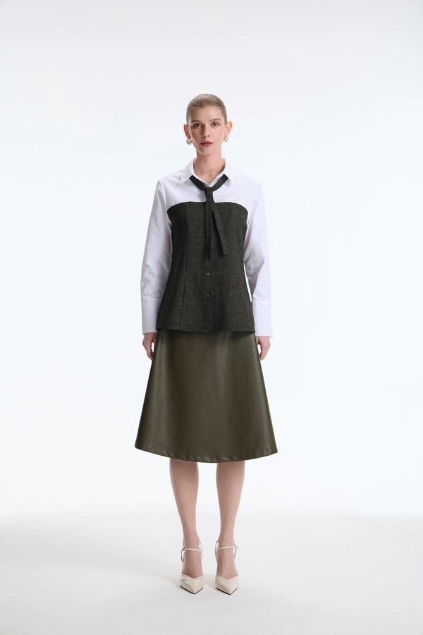 The Virgin Wool & Piqué Cotton Modular Mock-Layer Shirt