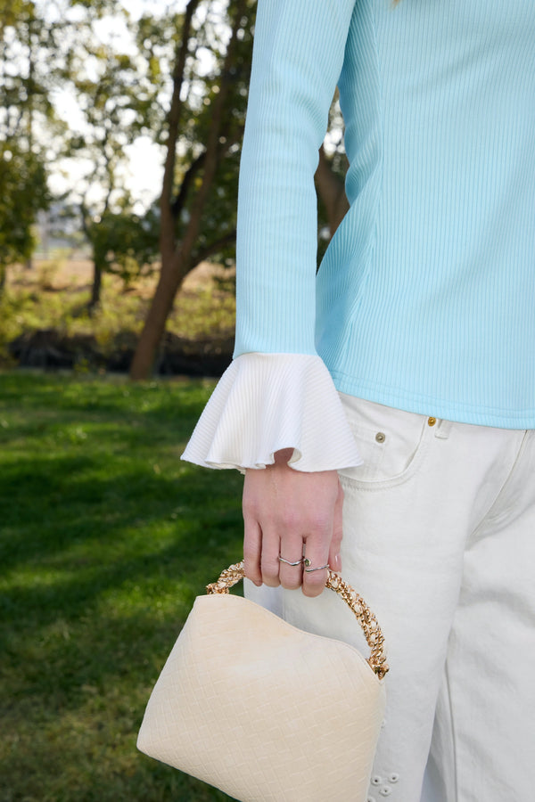 Ethereal Merrow-Edge Fluted Top, Baby Blue