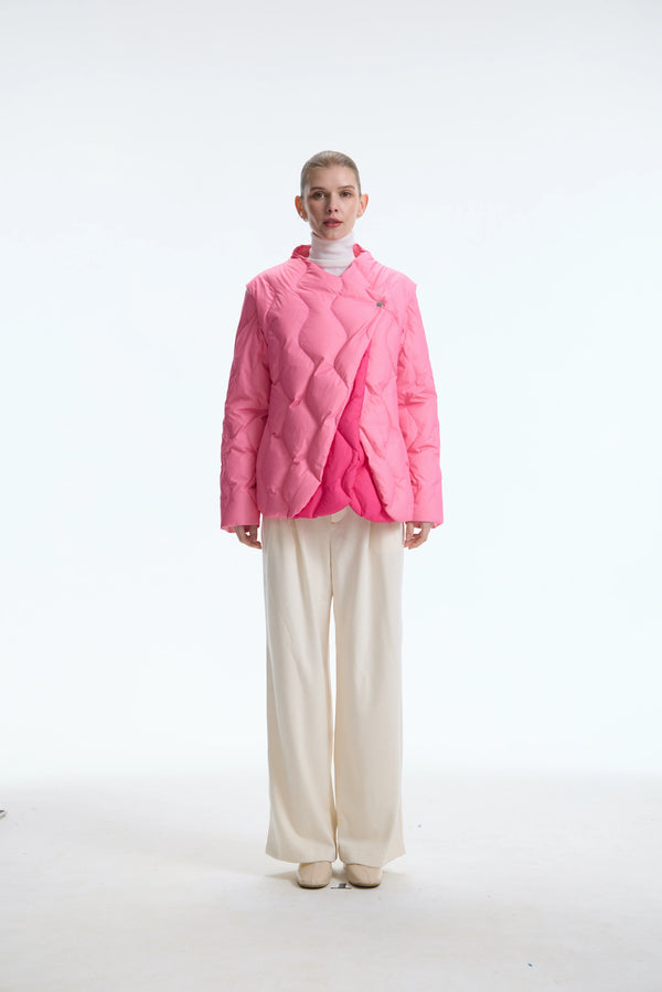 The Tulip Modular Asymmetric Down Jacket, Pink