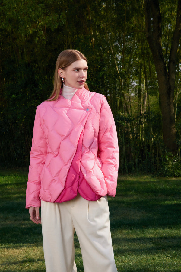 The Tulip Modular Asymmetric Down Jacket, Pink