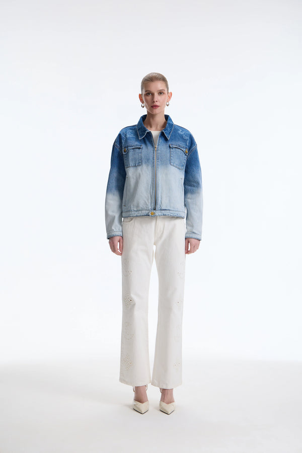 The Chang'e Ombré Laser-Printed Denim Jacket