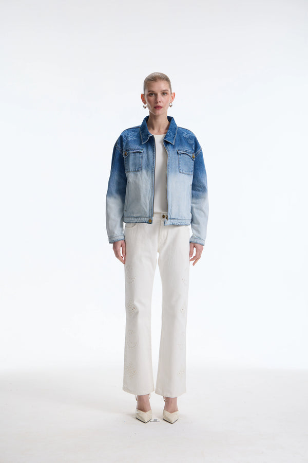 The Chang'e Ombré Laser-Printed Denim Jacket