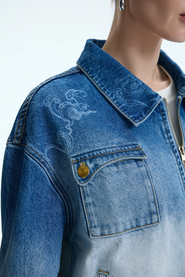 The Chang'e Ombré Laser-Printed Denim Jacket