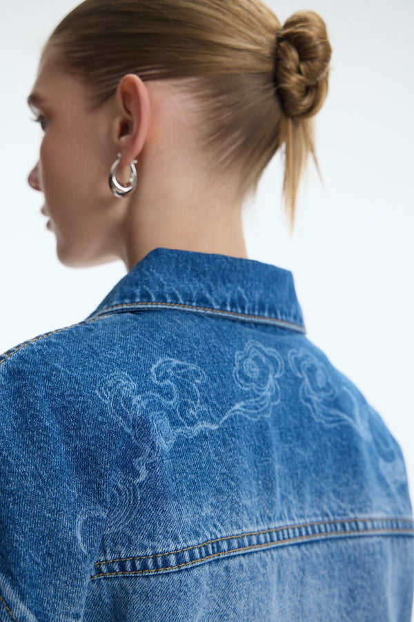 The Chang'e Ombré Laser-Printed Denim Jacket