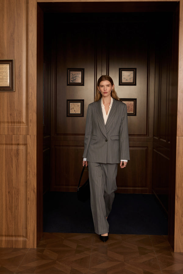 The Estethia Stripe Boxy Tailored Jacket