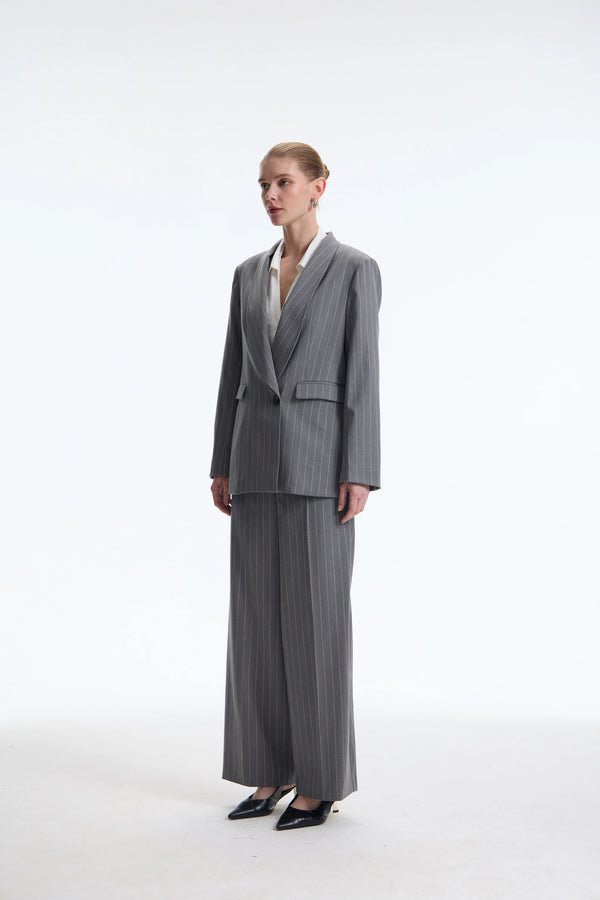 The Estethia Stripe Boxy Tailored Jacket