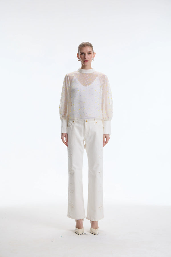 The Laurent Cloud-Weave Organza Blouse