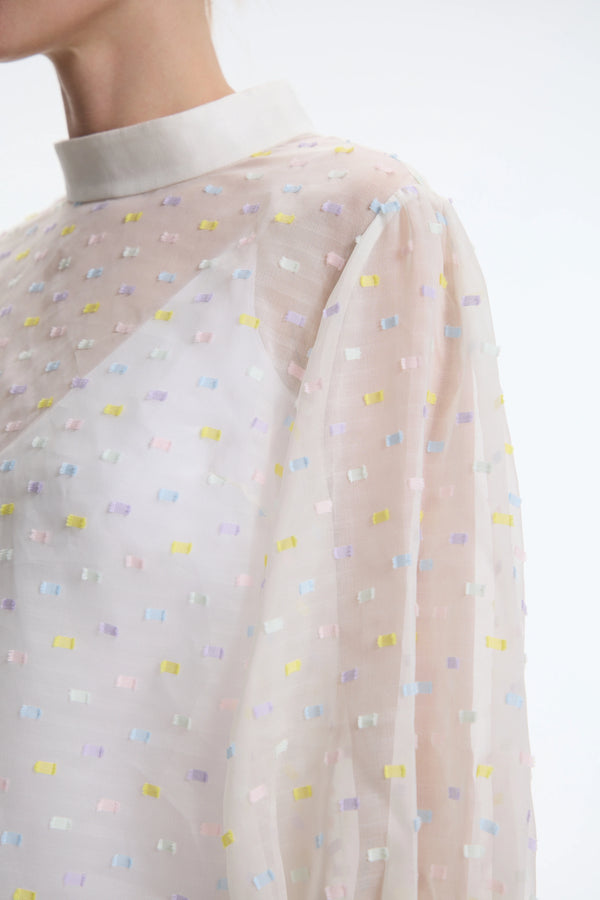 The Laurent Cloud-Weave Organza Blouse