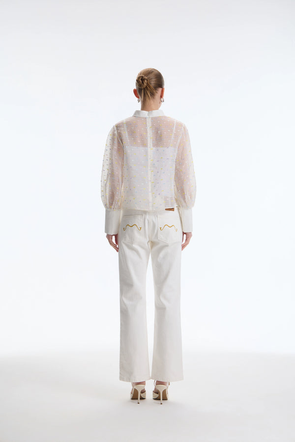 The Laurent Cloud-Weave Organza Blouse