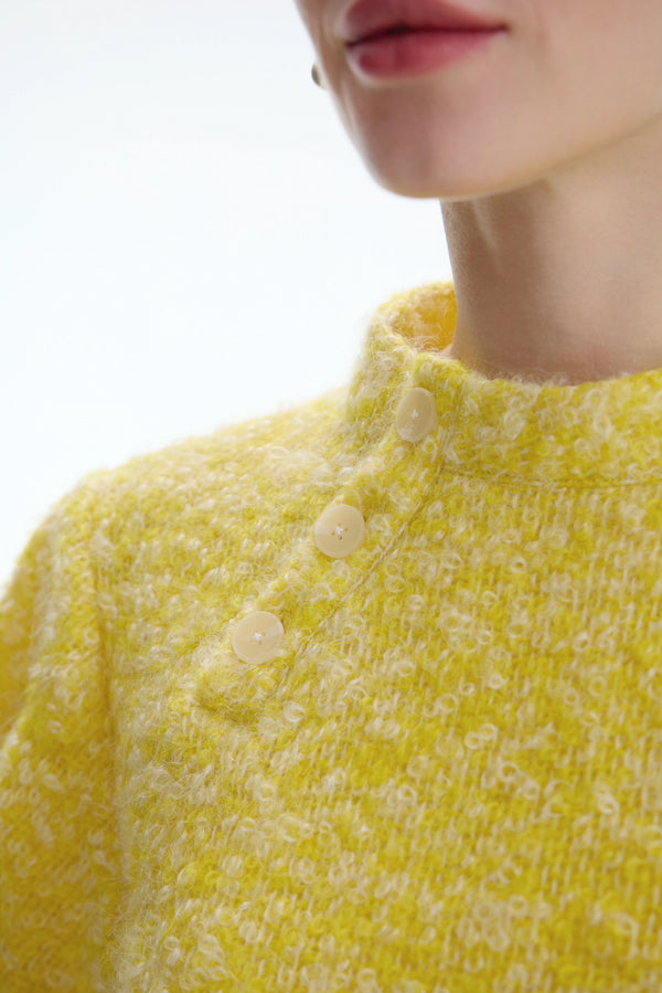 The Laurent Mohair Bouclé Puff-Sleeve Top