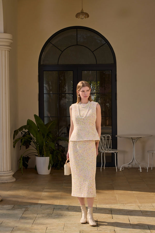 The Laurent Tweed Straight Skirt