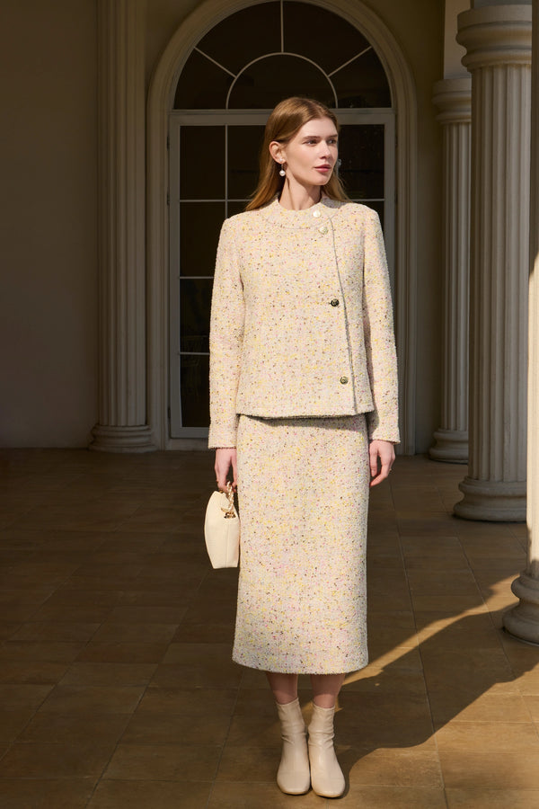 The Laurent Tweed Straight Skirt