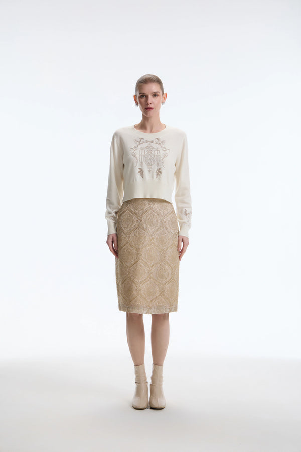 The Laurent Zardozi Royal Metallic Silk Skirt
