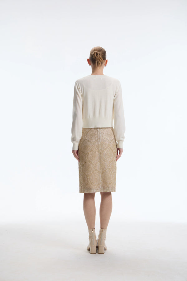 The Laurent Zardozi Royal Metallic Silk Skirt